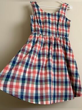 100% Cotton ModCloth A-line gingham/plaid pink green and blue dress
